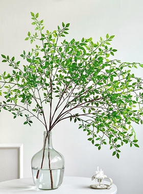 轻奢高端南天竹仿真花单枝假绿植树枝客厅商场装饰品假花造景摆件