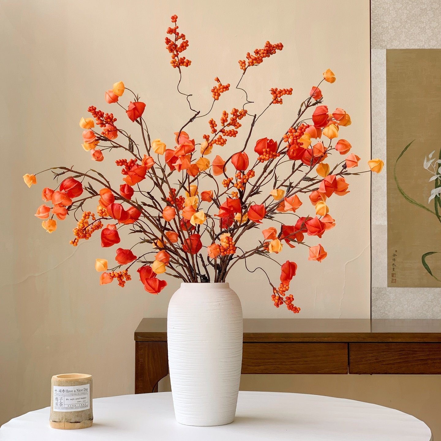 灯笼果红果假花仿真花摆设家居新年装饰花艺摆件客厅电视柜软装花,淘宝优惠券,粉丝福利购,淘宝优惠卷