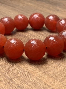 男款手链红玛瑙橘皮纹
