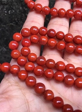 天然南红玛瑙云南保山杨柳料柿子红8mm108颗手链手串项链多圈手链