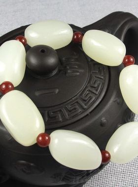 青白玉籽石霸气玉手串天然和田玉料原石随型打磨精美手链推荐包邮