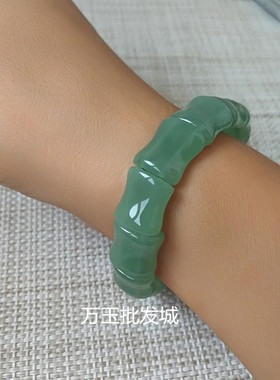 竹节手串男女款翠绿色天然东陵玉