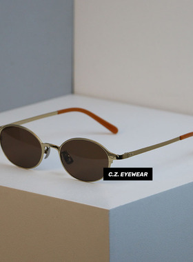 CHOZEN/高品质钛架超薄椭圆框轻奢太阳眼镜高级质感墨镜防紫外线