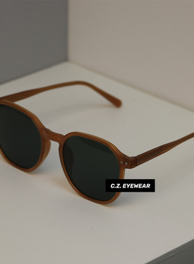 温柔奶茶色墨镜配近视ins风