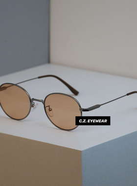 老钱风复古橘色金属墨镜高级感