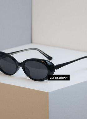 新款vintage复古椭圆形猫眼墨镜