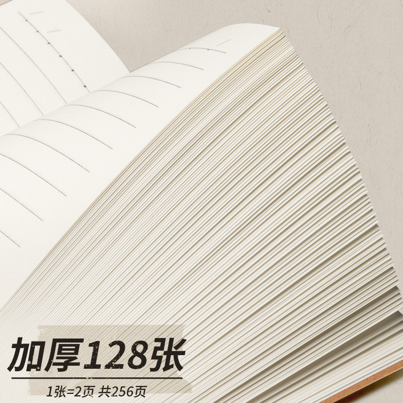 加厚A5笔记本本子记事A6盖章收集小口袋日记本便携随身小号牛皮米黄工作会议记录b5思维导图方格空白手账手帐