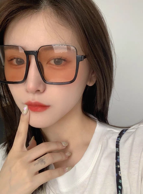 复古茶色大框女显瘦素颜眼镜网红