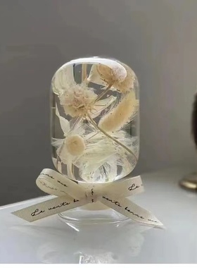 倒置浮游花圆头玻璃瓶DIY植物标本矿物油瓶自制高透干花香薰摆件