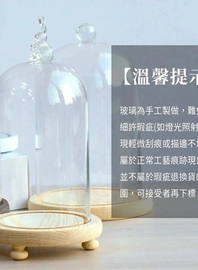 胶圈卡扣防脱落原木玻璃罩无灯设计底座球形柱形款透明玻璃展示罩