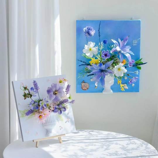 Preserved flower half wall vase painting color drawing board series retro plaster flower vessel floral DIY material handmade gift