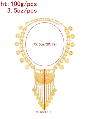 新款复古民族风多层金币项链女