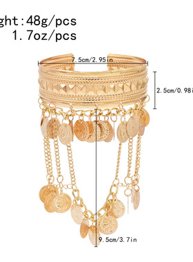 流苏钱币开口手镯臂钏臂镯时尚