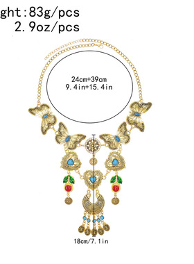 波西米亚钱币蝴蝶桃心项链腰链