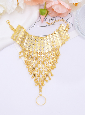 复古西亚民族风金色镂空连指手链