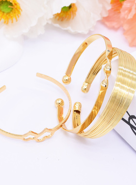 欧美潮流金色爱心开口手镯