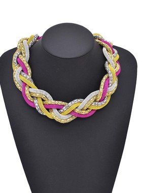 新款欧美朋克风编织金属项链女