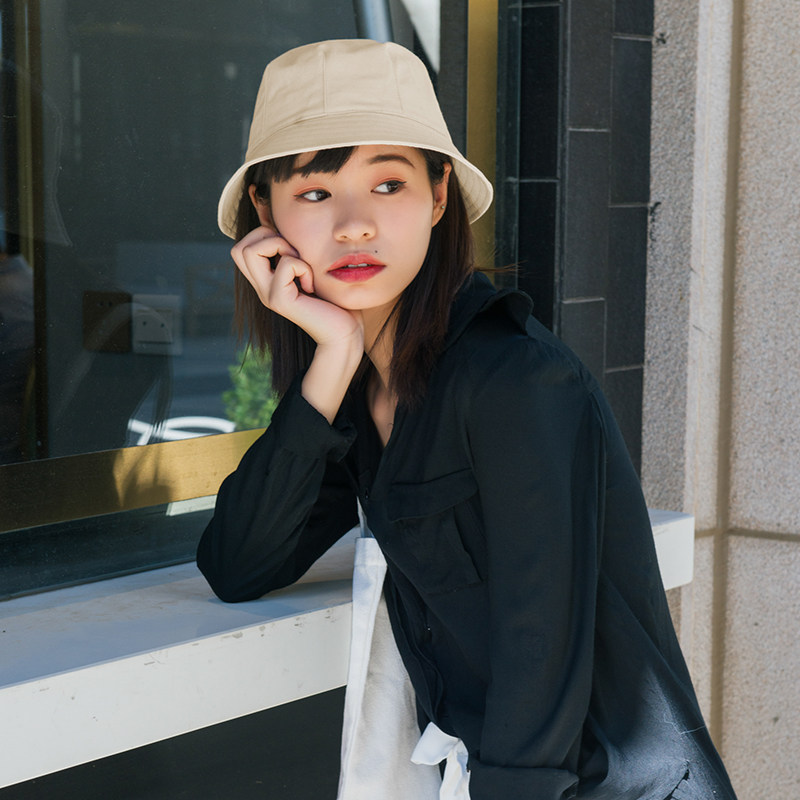 渔夫帽女日系小帽檐夏季遮阳防晒韩版文艺百搭纯棉可折叠短沿盆帽