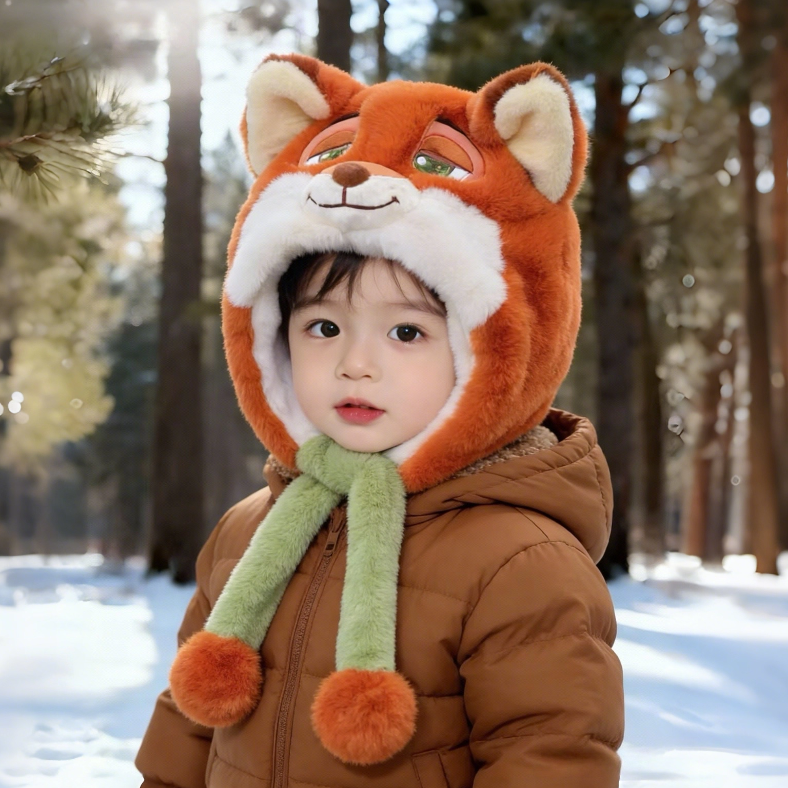 疯狂动物城儿童帽子围巾一体狐狸尼克男女童朱迪警官毛绒冬季护耳,淘宝优惠券,粉丝福利购,淘宝优惠卷