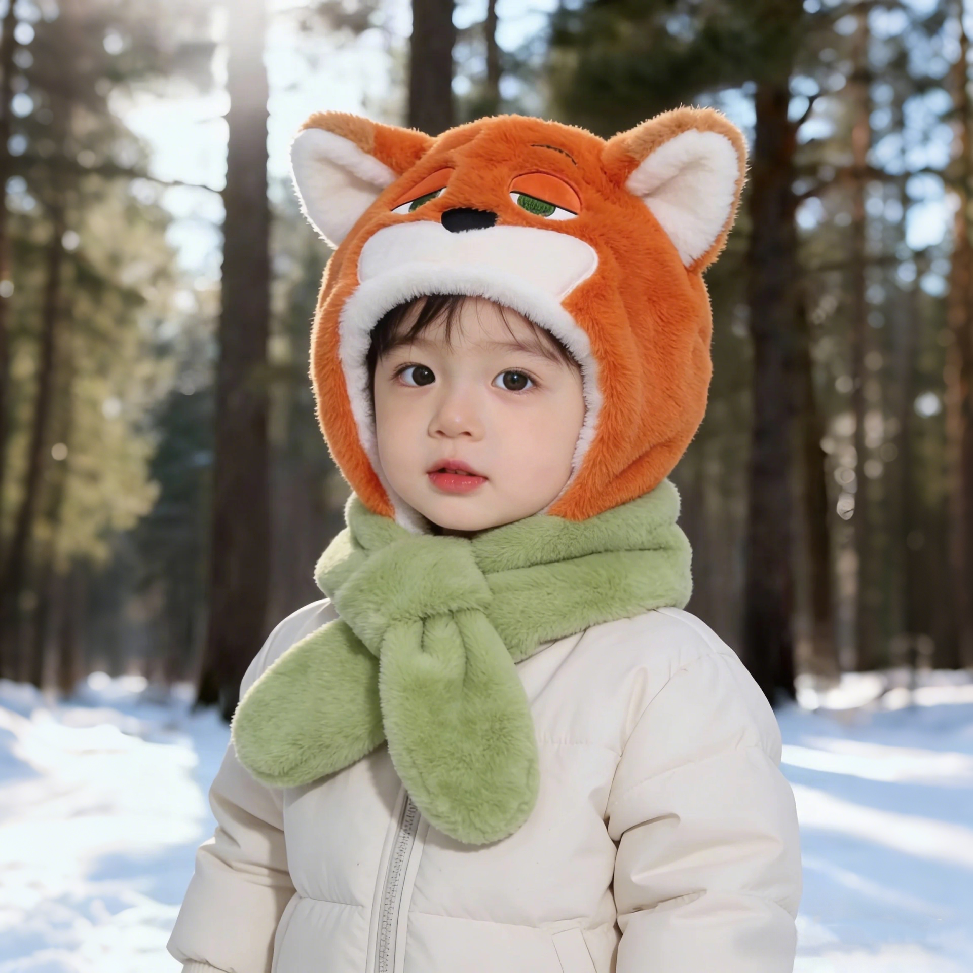 疯狂动物城儿童帽子围巾一体狐狸尼克男女童朱迪警官毛绒冬季护耳,淘宝优惠券,粉丝福利购,淘宝优惠卷