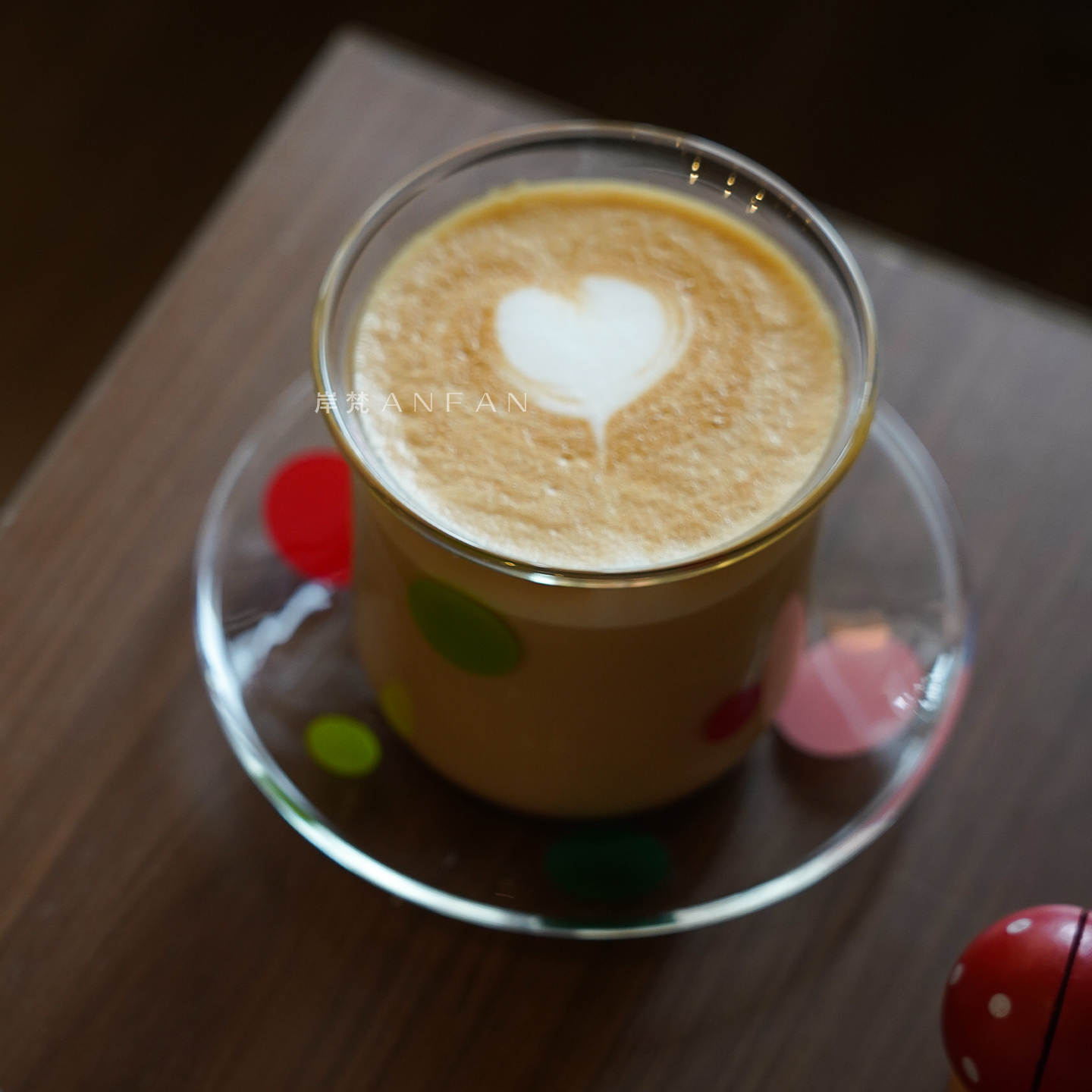 岸梵彩色波点杯碟套装家用ins风咖啡杯碟喝水杯子牛奶杯玻璃碟子 - 图3