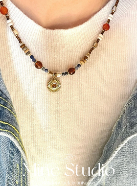 Mine Studio｜《巳巳如意》串珠新款项链太阳花复古精致太阳花女