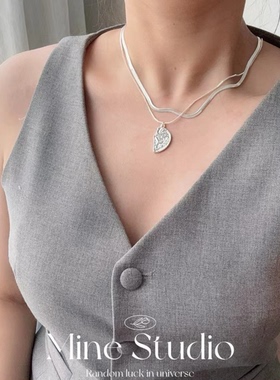 Mine Studio· 新款法风双层蛇骨项链女叠戴锁骨链钱币项链可拆分