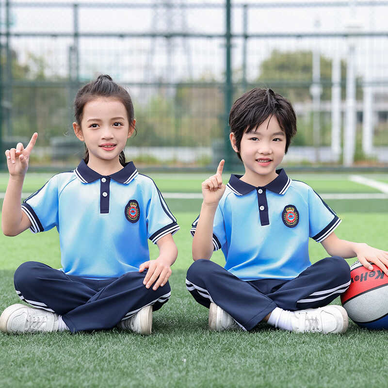 夏季中小学生校服套装短袖t恤初中生班服学院风运动会服装两件套