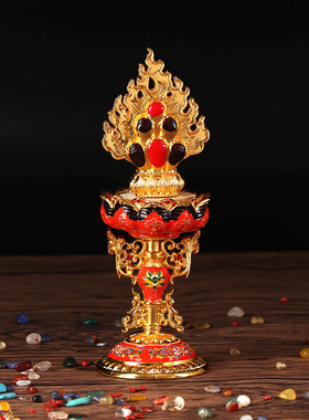 藏式彩绘轮王七珍宝大号合金摆件