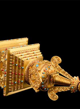 藏传密宗黄铜舍利塔供奉装饰摆件