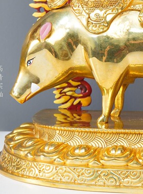 尼泊尔工艺金色摩利支天菩萨佛像精工纯铜手工錾刻摆件7寸/10寸