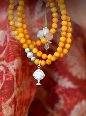 藏式s925纯银【玉灯女镜】吊坠