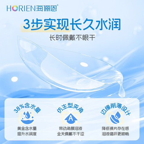 海俪恩隐形近视眼镜润氧半年抛2片水润透明高清透氧官方旗舰店 - 图0