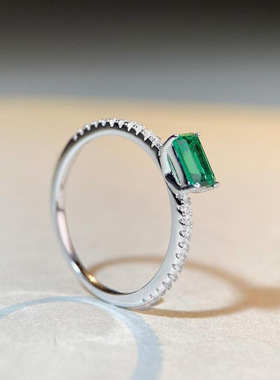 IBI高碳钻s925纯银镶彩宝小指环