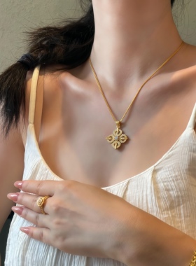 古法金包银十字金刚杵吊坠女款