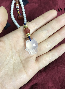 纯手工中式复古风压襟挂件玛瑙狐狸桃花运珍珠景泰蓝汉服配饰串珠