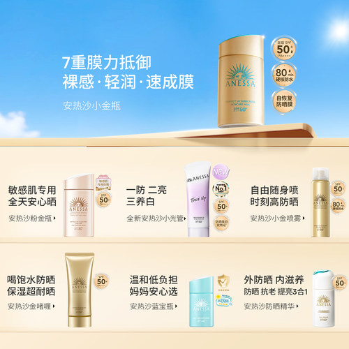 【敏感肌适用】安热沙温和防晒霜乳 粉金瓶敏感肌耐晒0酒精防水汗 - 图3