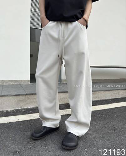 乾尚2026春夏美式复古弯刀休闲裤男宽松百搭通勤针织直筒阔腿裤潮 - 图0
