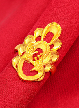 礼物礼品首饰镂空凤尾戒指 饰品首饰镀典雅民族风动物孔雀开屏开