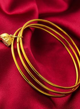 礼物礼品首饰三生三世生日礼物小莲蓬细手镯女久不掉色 气质黄礼