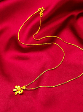 礼物礼品首饰2023年新款蝴蝶结项链盒子链女款磨砂项链蝴蝶项链生