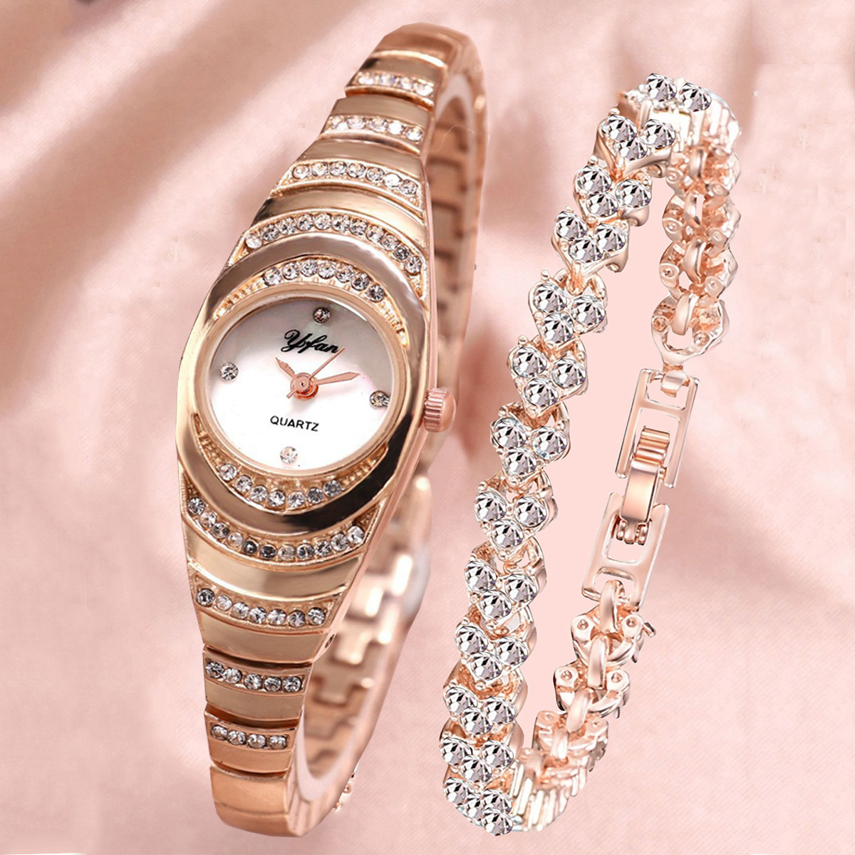 Diamond luxury girl quartz watch bracelet镶钻手表手链礼物女-图2