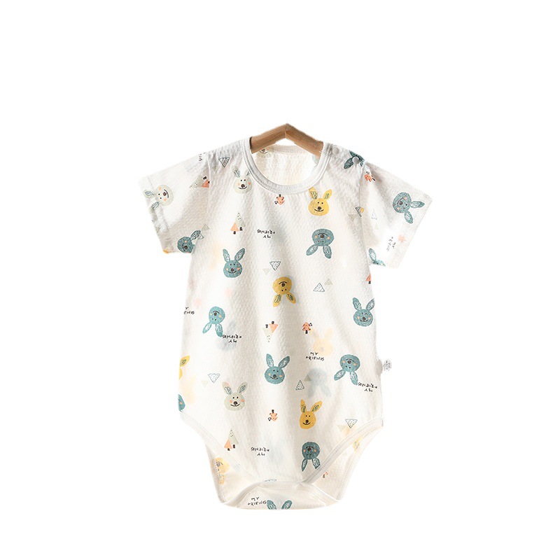 婴儿连体衣夏季三角哈衣短袖纯棉包臀新生衣服男女爬服宝宝包屁衣 - 图3