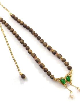 安伯曼高危翡翠蝴蝶淡水珍珠灵动款珐琅蝴蝶沉香奇楠项链