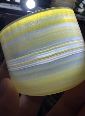 天然巴玉金丝满圈透七彩炫彩彩虹光虹膜玛瑙杯子一对茶杯酒杯摆件