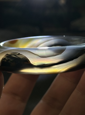 天然巴西水墨花料山水画七彩极光彩虹光虹膜玛瑙手镯意境景观59口