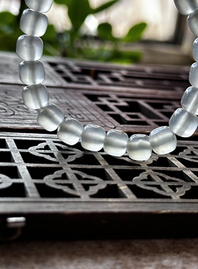 天然海洋玉髓高冰冰飘青绿冷冰老型珠白雪棉絮珠子手串手链卡8.5