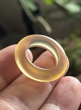 天然马料海洋玉髓高冰黄冰玛瑙戒圈戒指环冰种刚透厚实冰感17  18