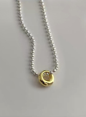 冷淡风圆形金属吊坠项链女韩国复古个性简约百搭气质颈链锁骨链