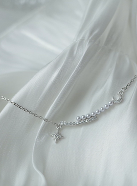 银河晚星项链女珍珠复古温柔气质锁骨链礼物女小众设计感2022年款